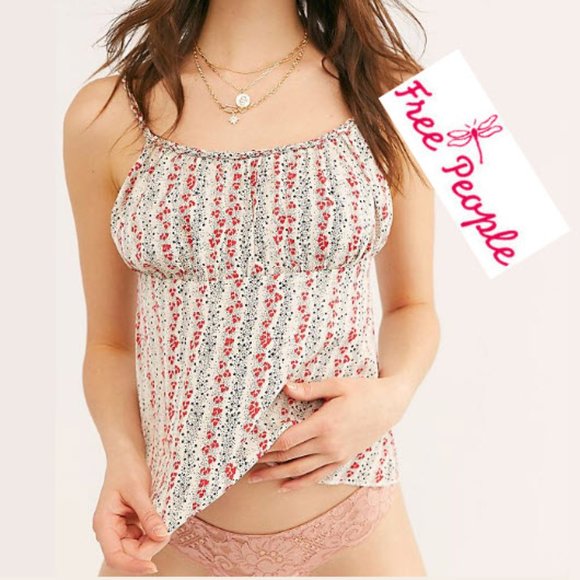 Free People Donna Printed Satin Cami - Ivory Combo - - Picture 6 of 10